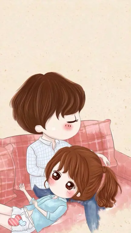 Ilustrasi pasangan anime yang lucu dan romantis Ilustrasi pasangan anime yang imut