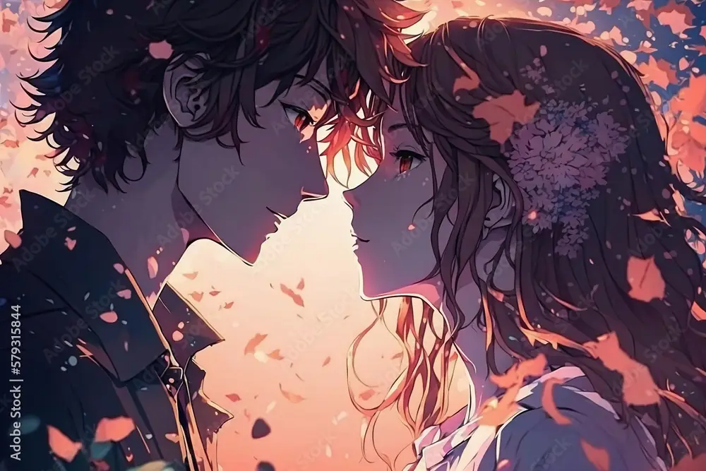 Ilustrasi pasangan anime romantis