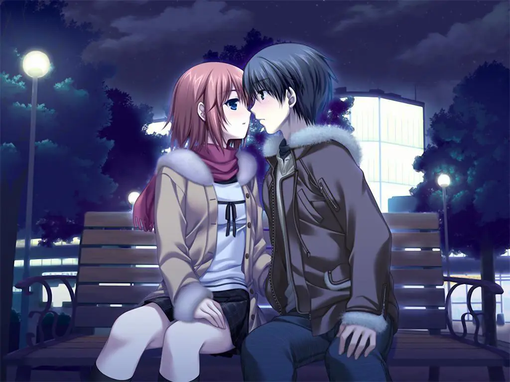 Ilustrasi Pasangan Romantis dari Anime Ilustrasi pasangan anime dalam adegan romantis