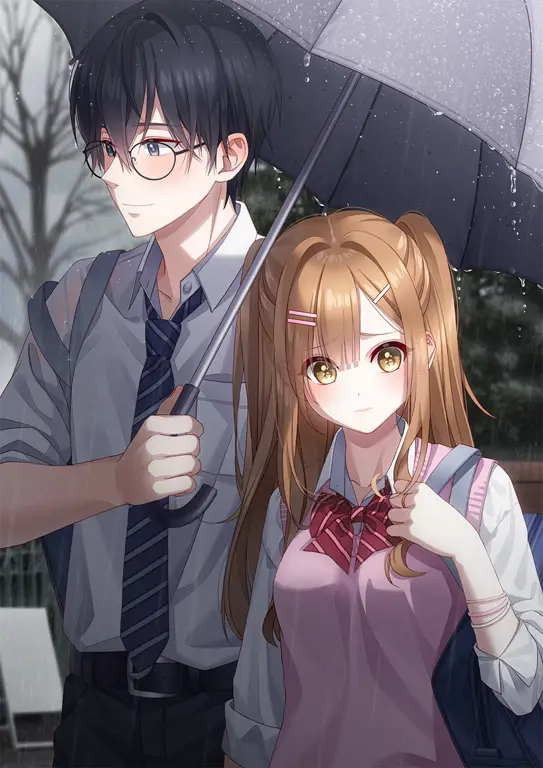 Ilustrasi pasangan romantis anime