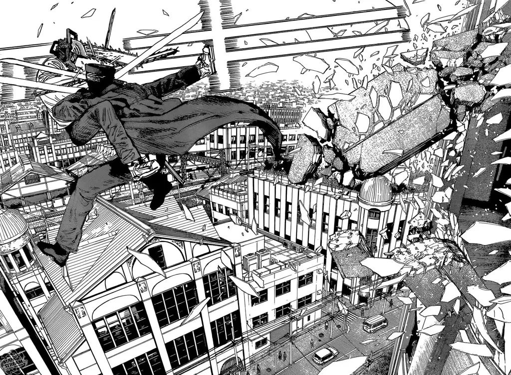 Panel manga Crows yang menampilkan pertarungan antar geng