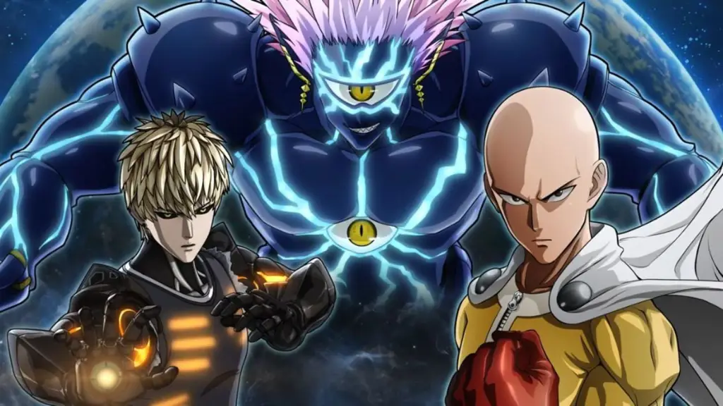 Para karakter One Punch Man sedang bertarung