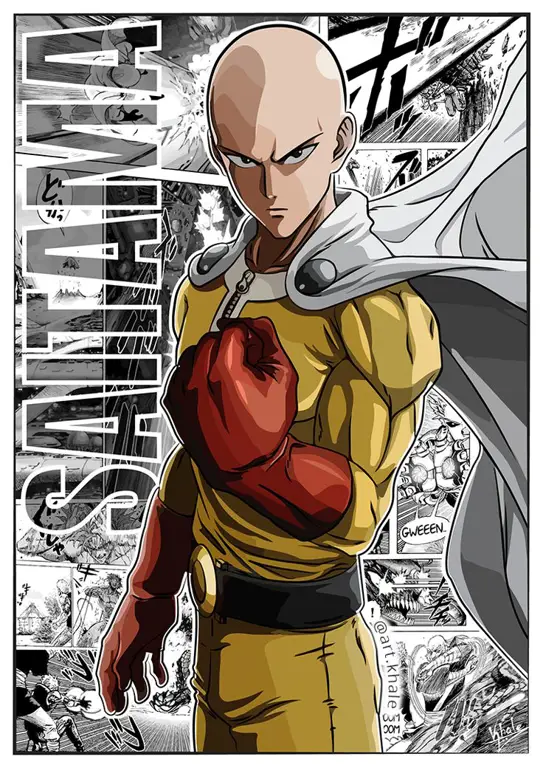 Ilustrasi Saitama dalam komik One Punch Man