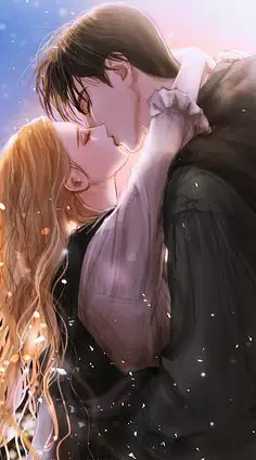 Ilustrasi seni romantis anime yang aman