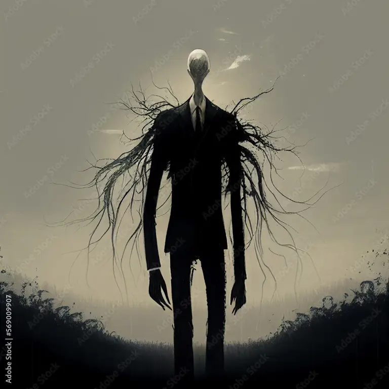 Ilustrasi Slenderman yang menyeramkan