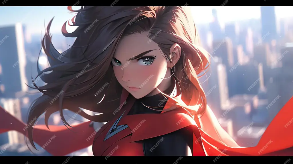 Gambar ilustrasi gadis anime superhero dengan gaya ecchi