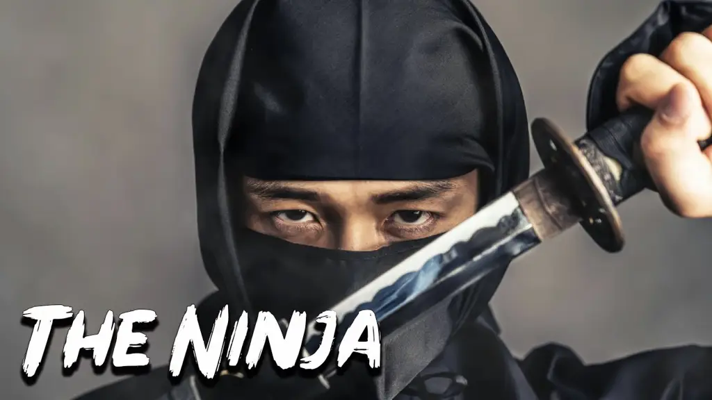 Ilustrasi seorang wajutsushi dengan pedang dan pakaian tradisional ninja