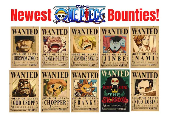 Gambar karakter One Piece dengan nilai bounty mereka