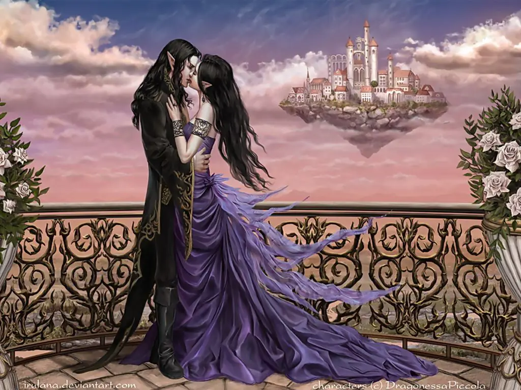 Ilustrasi yang menggambarkan dunia fantasi Reaper of the Drifting Moon Ilustrasi romantis fantasi yang indah