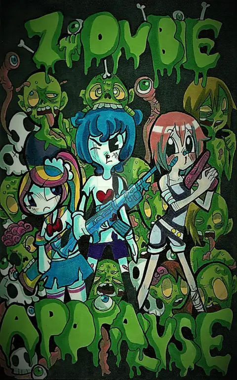 Ilustrasi anime bertema kiamat zombie