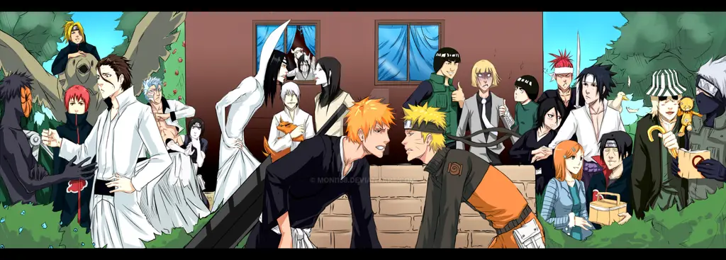 Gambar fanart crossover Naruto dan Bleach