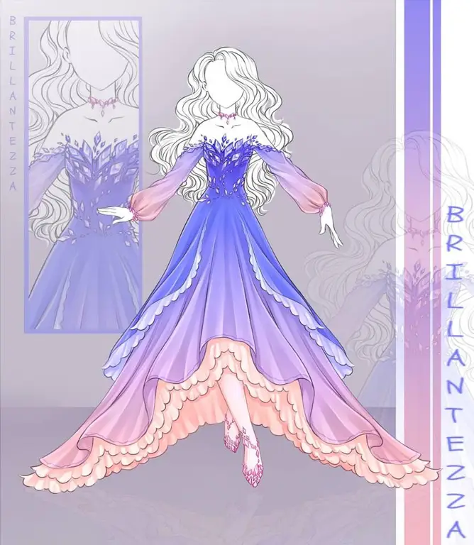 Inspirasi Desain Gaun Anime Sketsa desain gaun anime