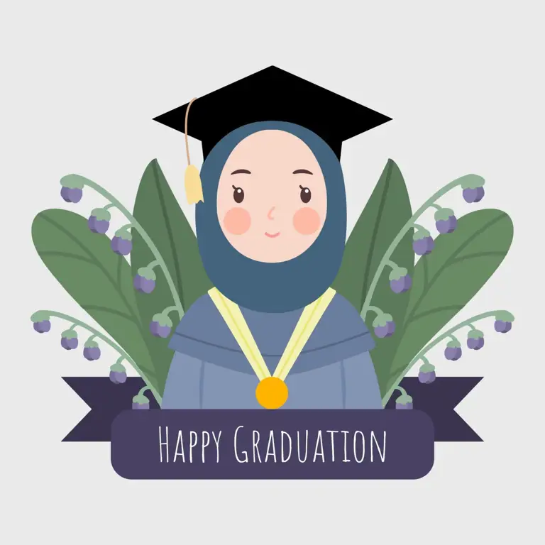 Desain hijab untuk ilustrasi anime muslimah wisuda