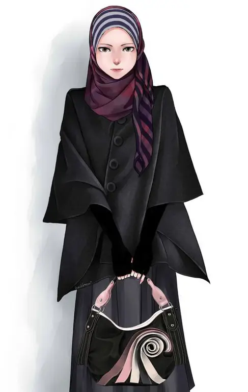 Sketsa desain hijab untuk karakter anime tomboy