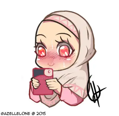 Gambar anime chibi perempuan berhijab yang lucu