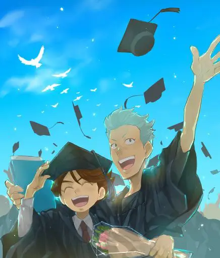 Foto-foto wisuda dengan tema anime yang stylish dan playful