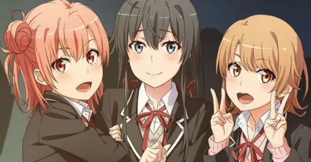 Gambar karakter Oregairu sedang berinteraksi