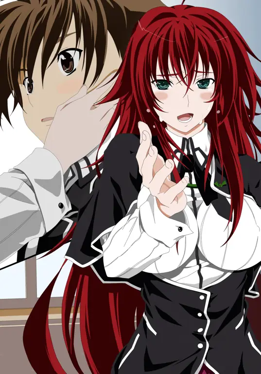 Rias Gremory dan Issei Hyoudou dalam sebuah adegan