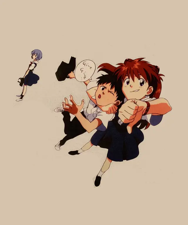 Gambar Asuka dan Shinji di Evangelion 2