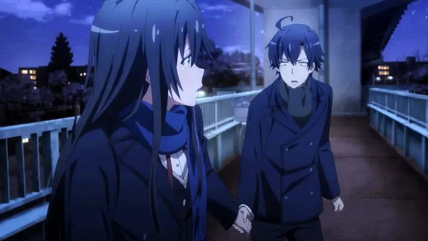 Gambar yang menampilkan interaksi antara karakter-karakter dalam Oregairu S3