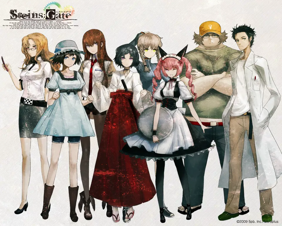 Gambar interaksi antar karakter di Steins;Gate