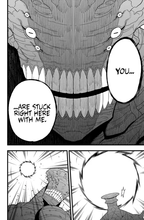 Gambar yang menampilkan interaksi antar karakter di Kaiju No. 8 chapter 28