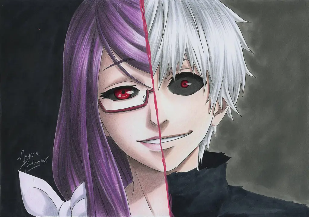 Ken Kaneki dan Kamishiro Rize