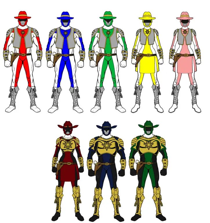 Gambar penggemar Super Sentai yang sedang berinteraksi secara positif.