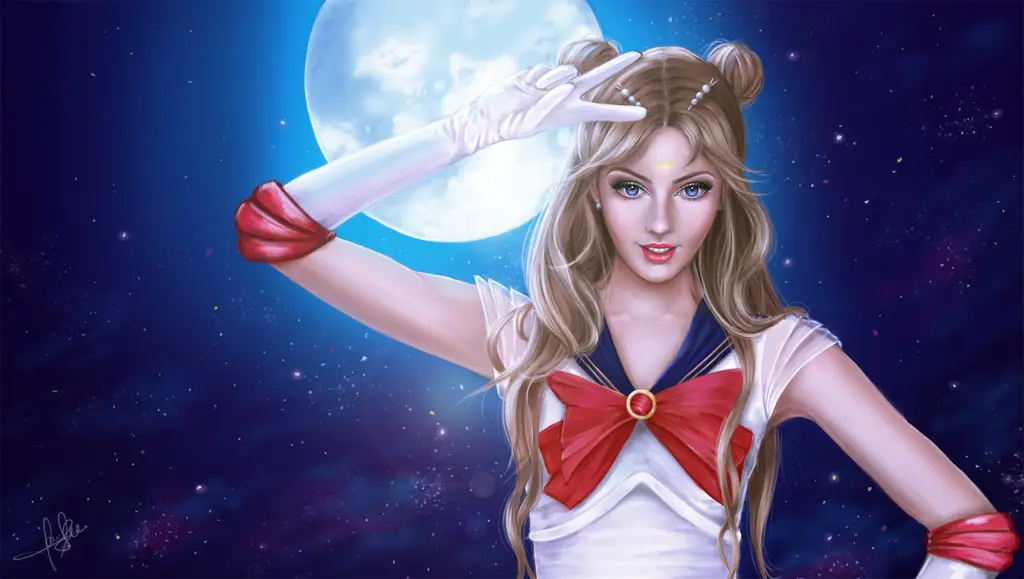 Gambar fanart Sailor Moon dengan gaya realistis