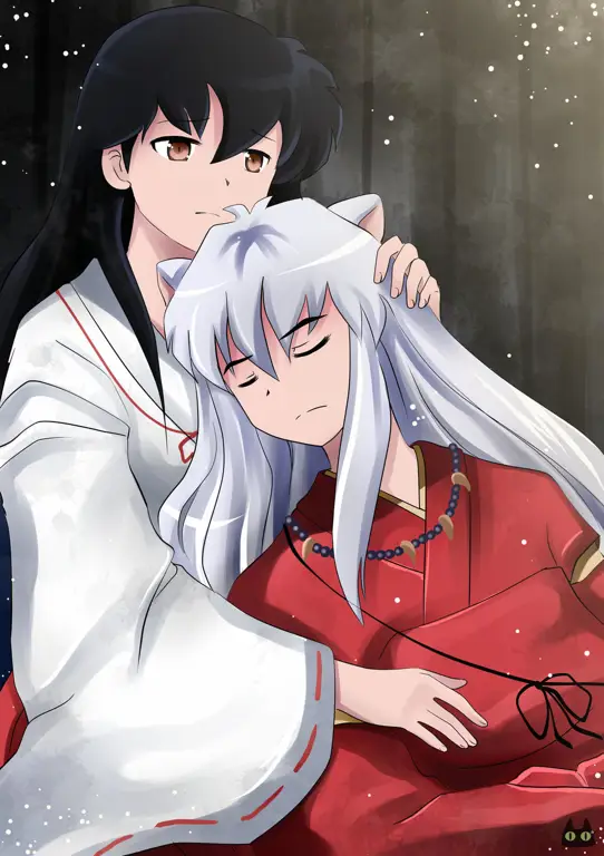 Inuyasha dan Kagome dalam sebuah adegan di musim pertama