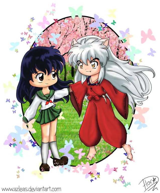 Gambar chibi Inuyasha dan Kagome yang lucu