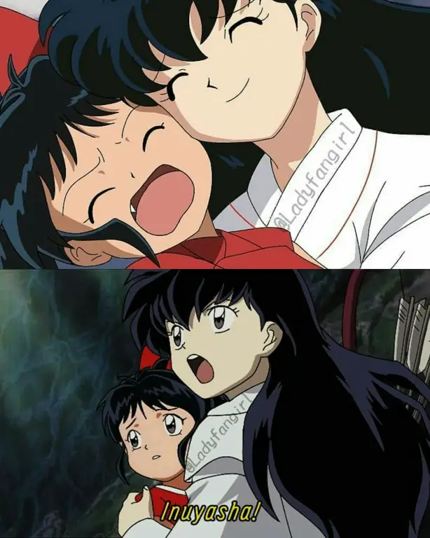 Gambar Inuyasha, Kagome, dan Moroha bersama-sama