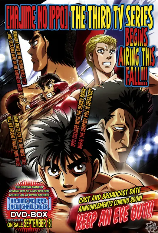 Ippo Makunouchi dalam pertarungan sengit Gambar promosi Hajime no Ippo Season 3