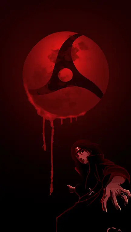 Gambar Itachi Uchiha dengan Sharingan aktif