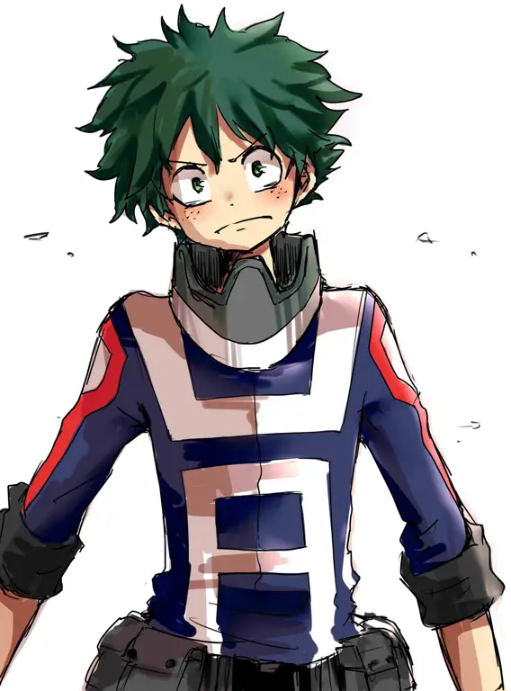 Gambar Izuku Midoriya di episode pertama Boku no Hero Academia