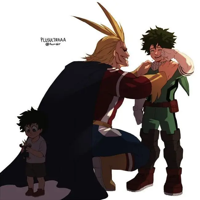 Gambar Izuku Midoriya dan All Might