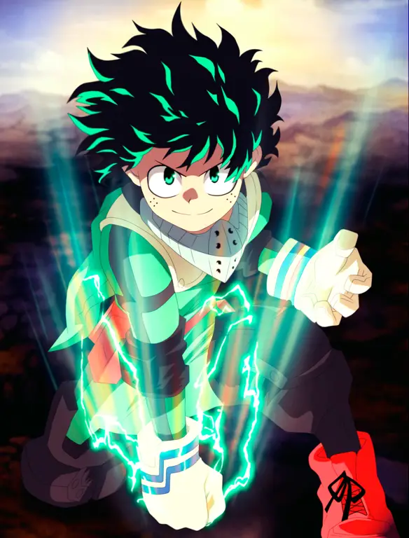 Gambar Izuku Midoriya, karakter utama dalam anime Boku no Hero Academia