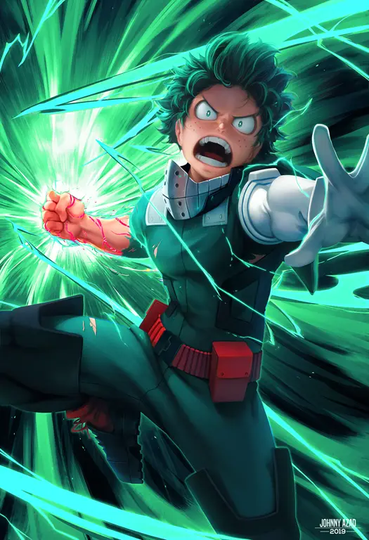 Gambar Izuku Midoriya, karakter utama Boku no Hero Academia