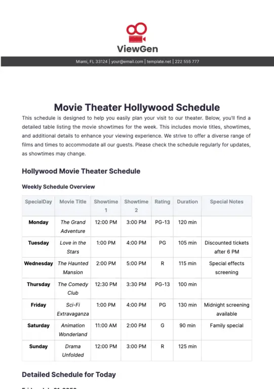 Contoh jadwal film di bioskop Kings