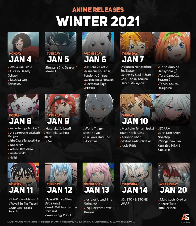 Gambar kalender jadwal rilis anime