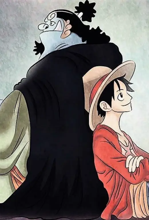 Jinbe dan Luffy dalam anime One Piece