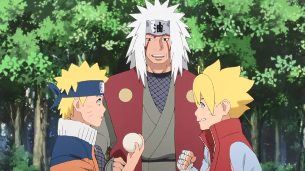 Gambar Jiraiya melatih Naruto Rasengan