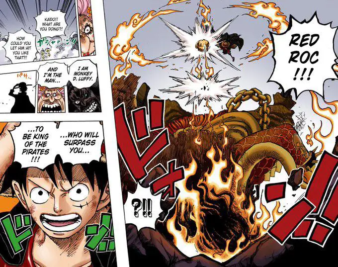 Kaido terluka akibat serangan Luffy