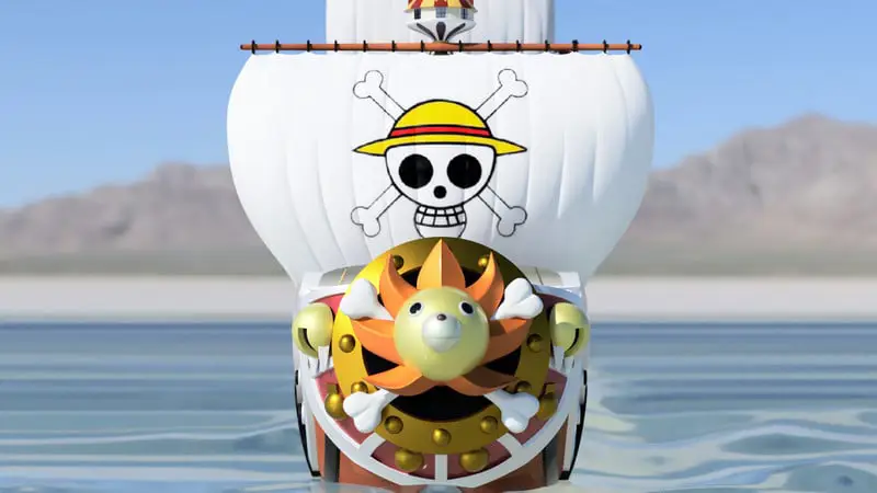 Gambar kapal Thousand Sunny, kapal bajak laut Topi Jerami.