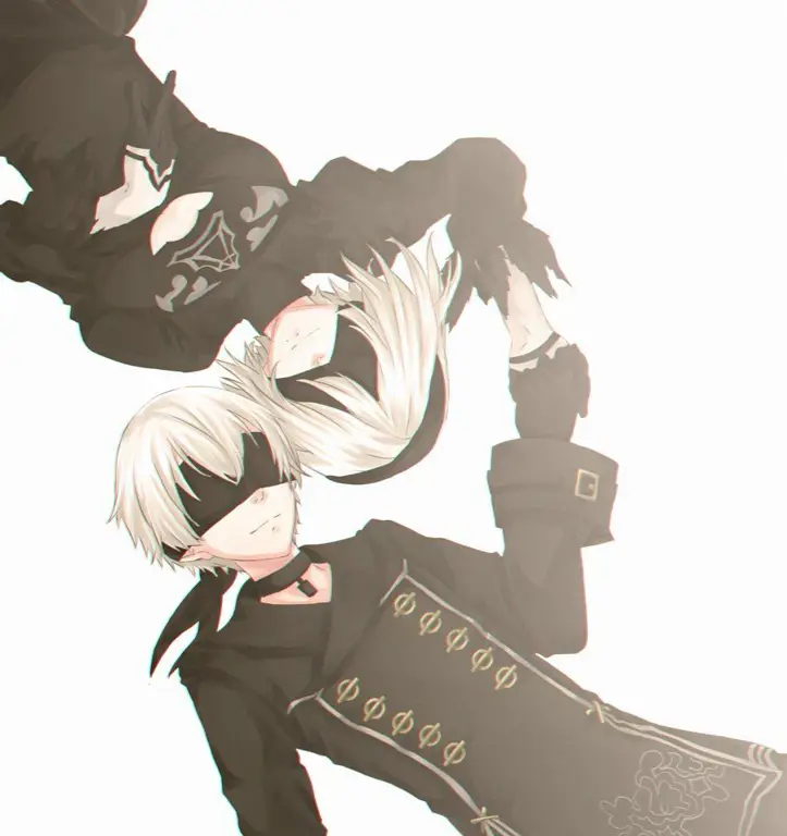 Gambar 2B dan 9S dari game Nier Automata