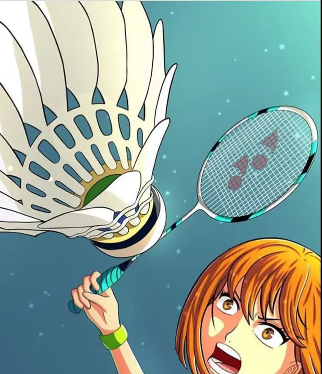 Gambar karakter anime bermain badminton