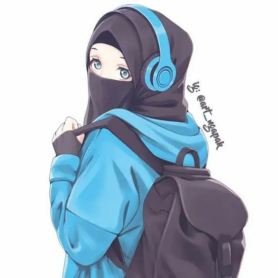 Gambar anime wanita berhijab dengan gaya tomboy