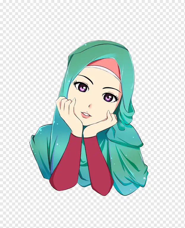 Gambar berbagai karakter anime berhijab