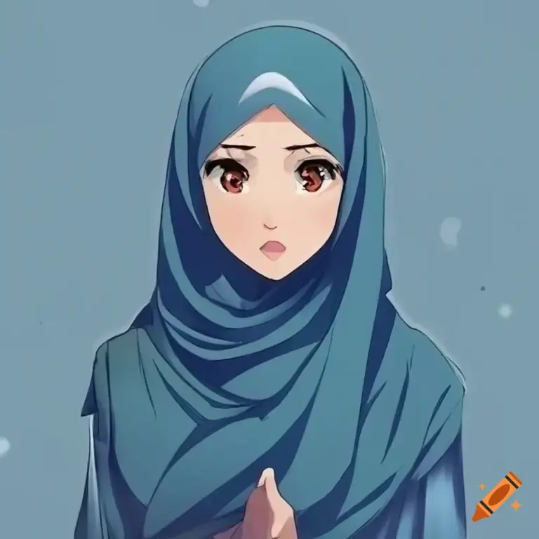 Ilustrasi karakter anime dengan sentuhan Islami