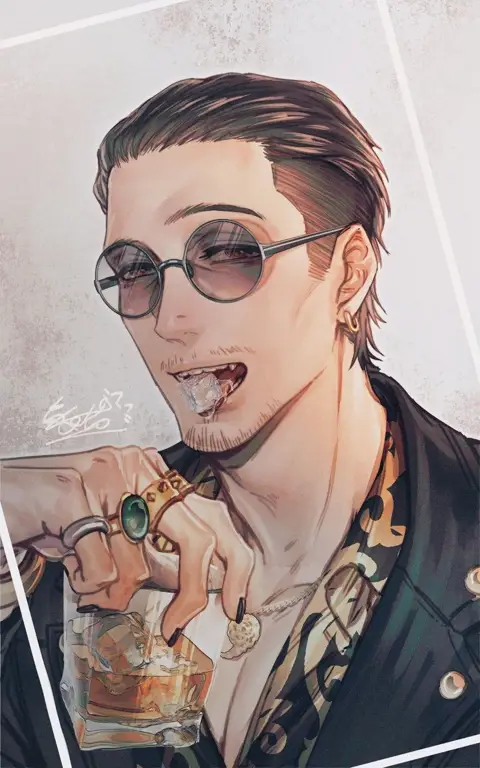 Gambar karakter anime bertema Yakuza